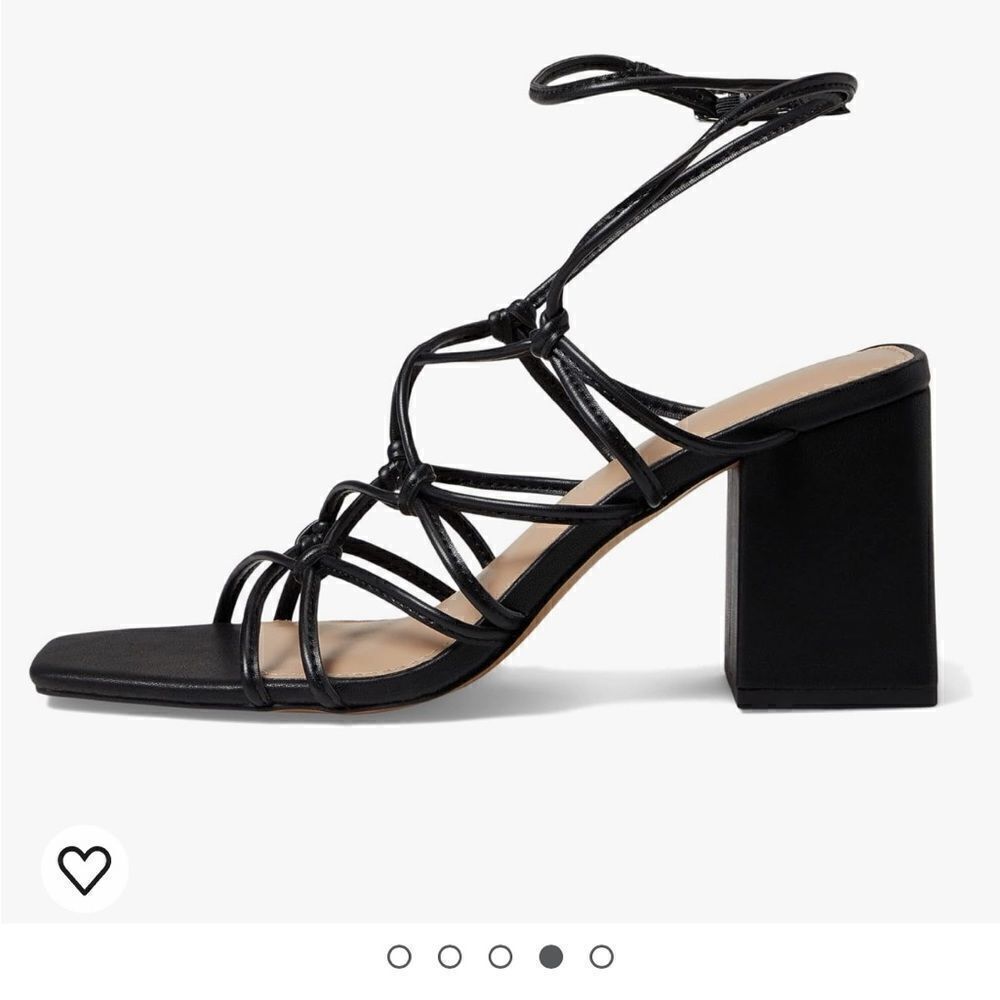 FARYL by Farylrobin Black synthetic leather ankle straps heels sandals SZ16